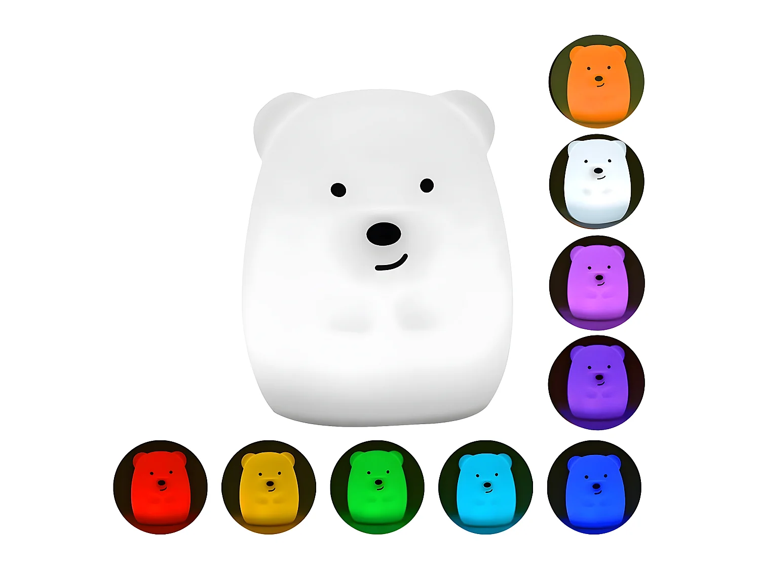 Veilleuse bébé ours sans fil touch LED TEDDY Blanc Silicone H19CM
