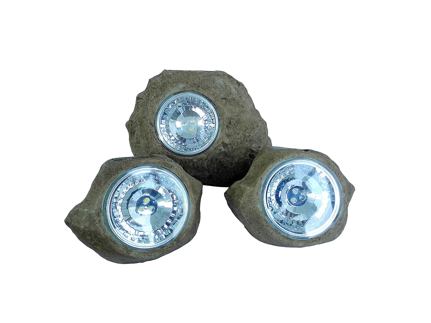 Conjunto de 3 rochas solares H14cm ROCKY