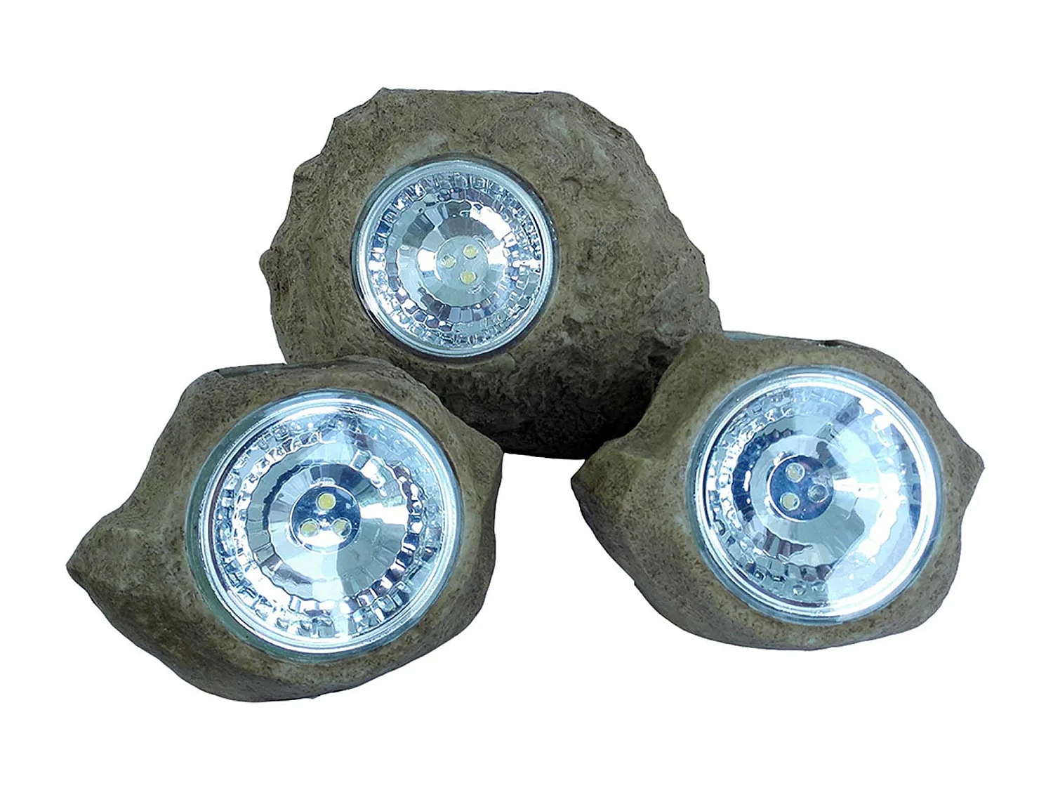 Lot de 3 rochers solaires ROCKY BROWN Marron Plastique H14cm