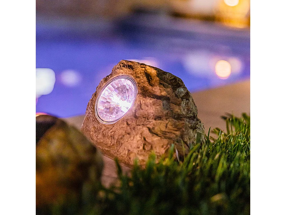 Lot de 3 rochers solaires ROCKY BROWN Marron Plastique H14cm