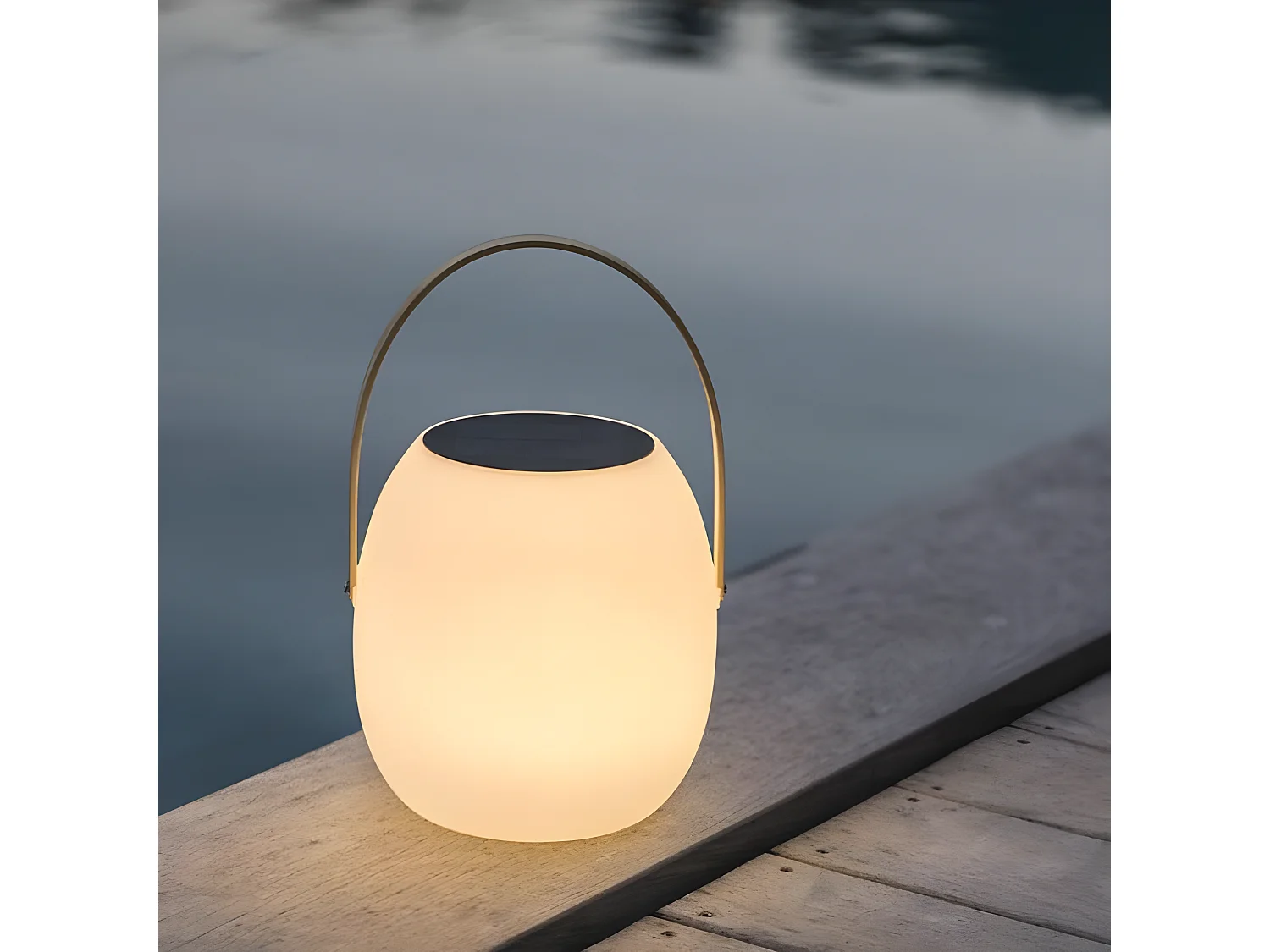 Baladeuse solaire et rechargeable JIMMY Blanc Polyéthylène H34cm