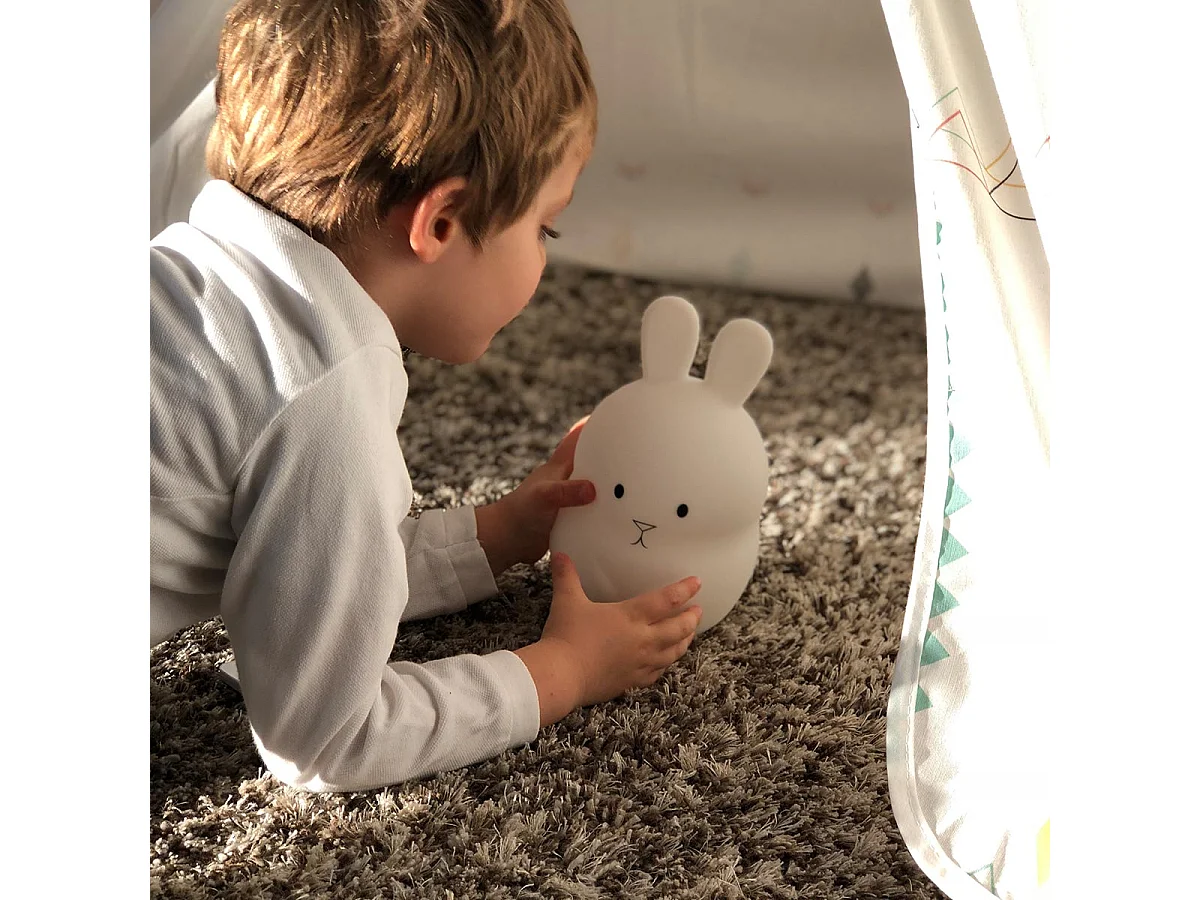Veilleuse bébé lapin sans fil touch LED BUNNY Blanc Silicone H19CM