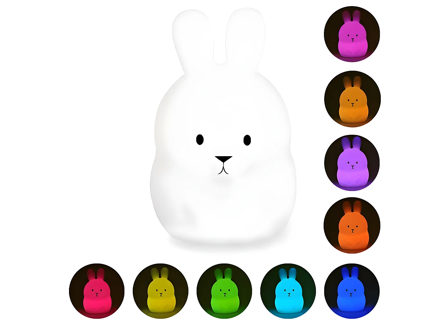 Veilleuse bébé lapin sans fil touch LED BUNNY Blanc Silicone H19CM