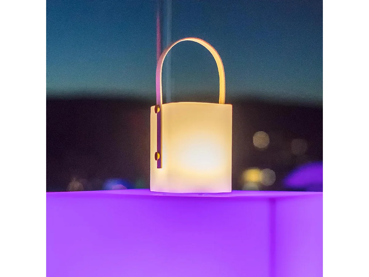 Lanterne sans fil LED multicolore TIKY Bois Bambou H27CM