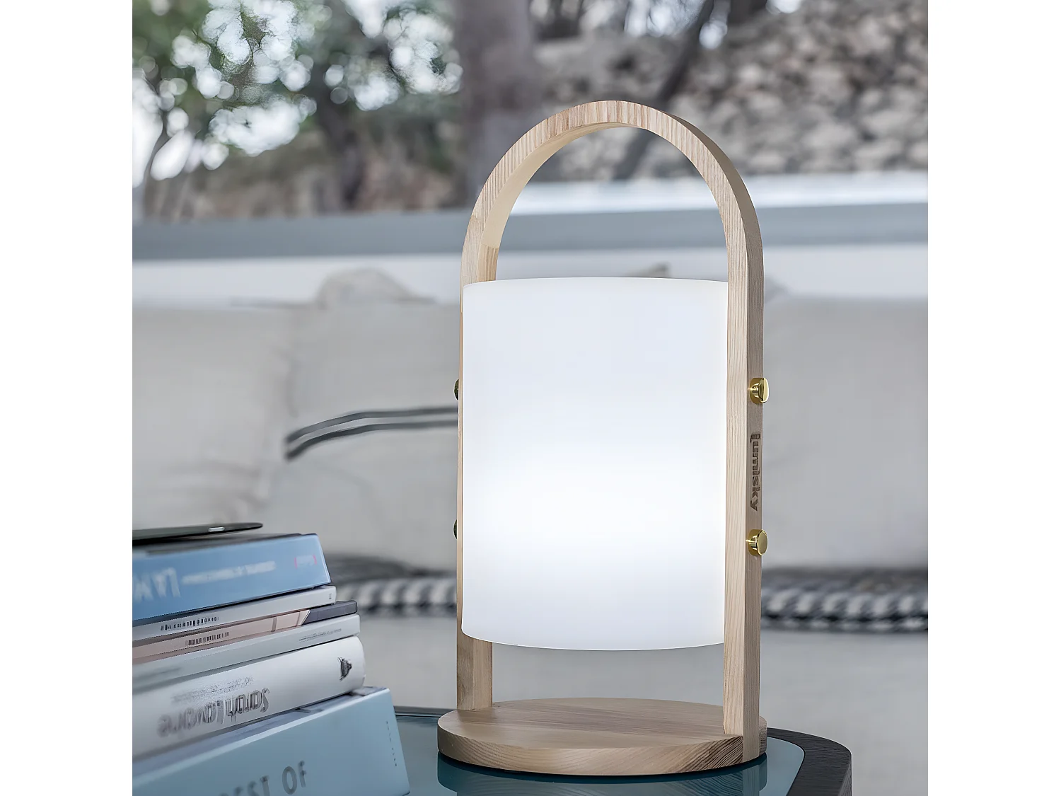 Lot de 2 Lanternes sans fil LED WOODY Bois Bois H37CM