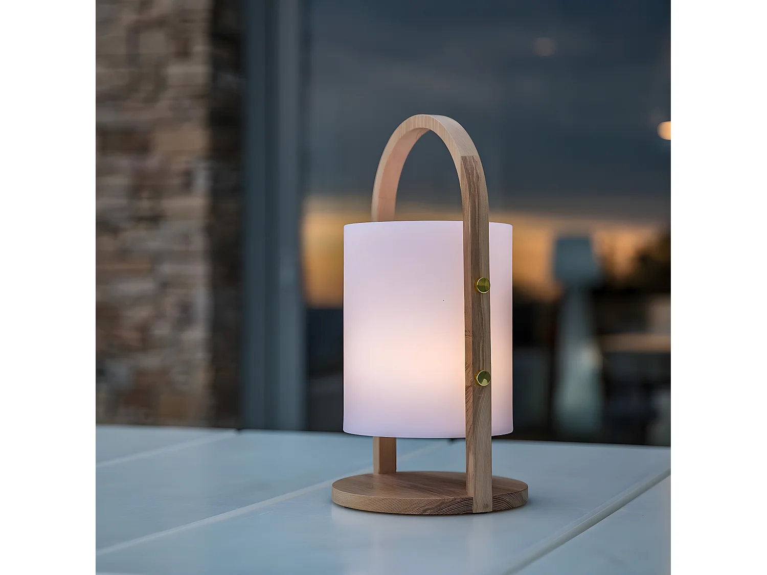 Lot de 2 Lanternes sans fil LED WOODY Bois Bois H37CM