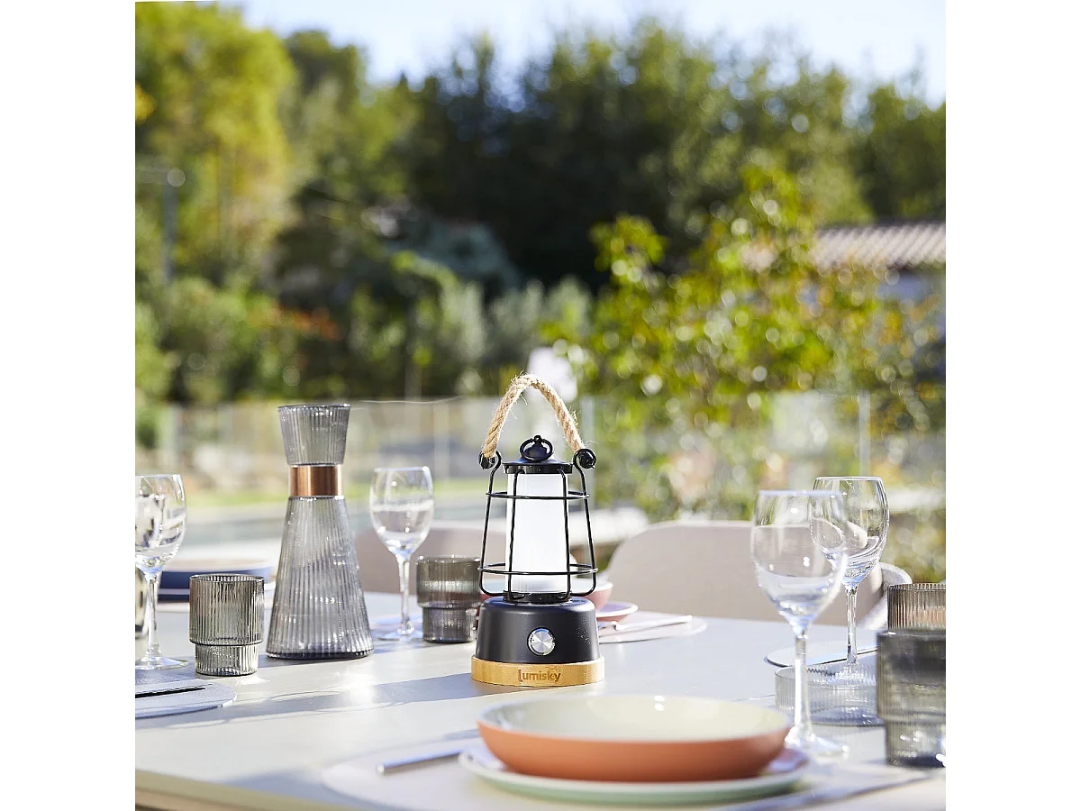 Lanterne sans fil LED WILDY Noir Metal H23CM