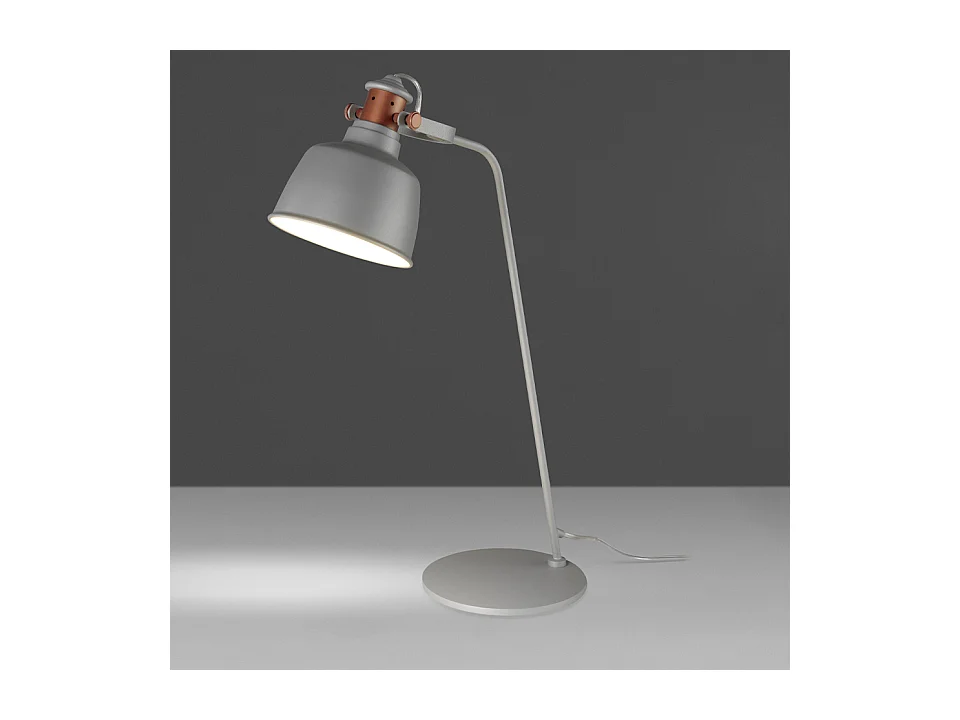 Candeeiro de mesa com abajur multidireccional em aço inoxidável pintado em epoxi cinzento  8033