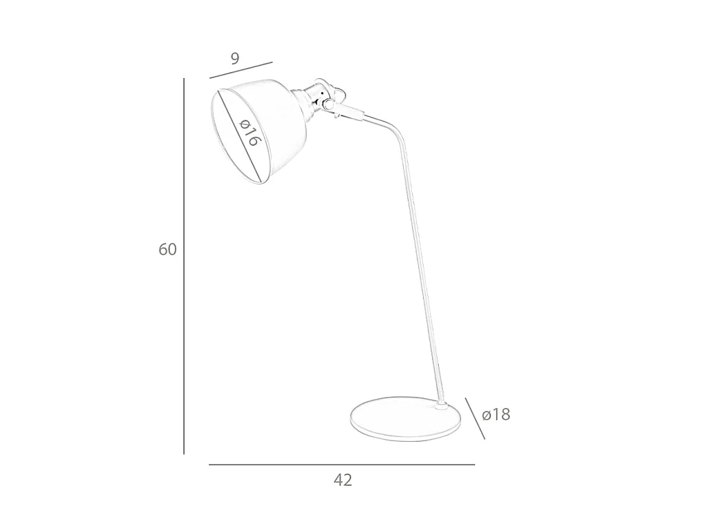 Candeeiro de mesa com abajur multidireccional em aço inoxidável pintado em epoxi cinzento  8033