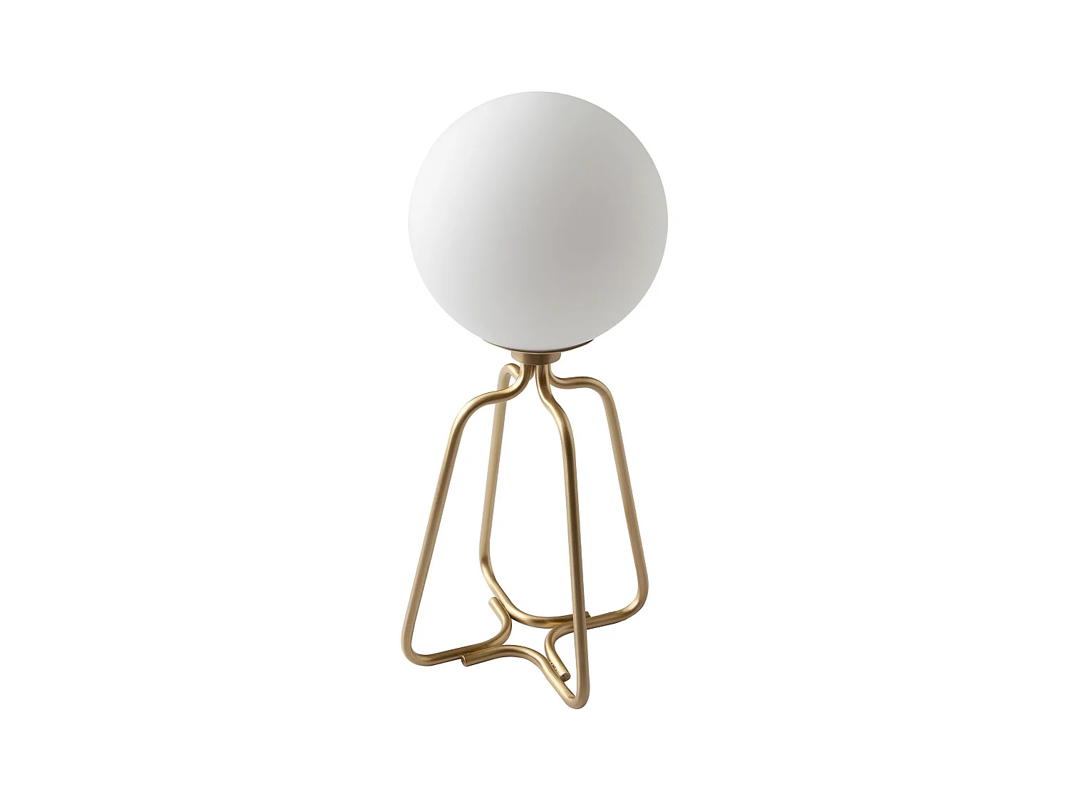 Tischlampe goldener Stahl und weißes Glas