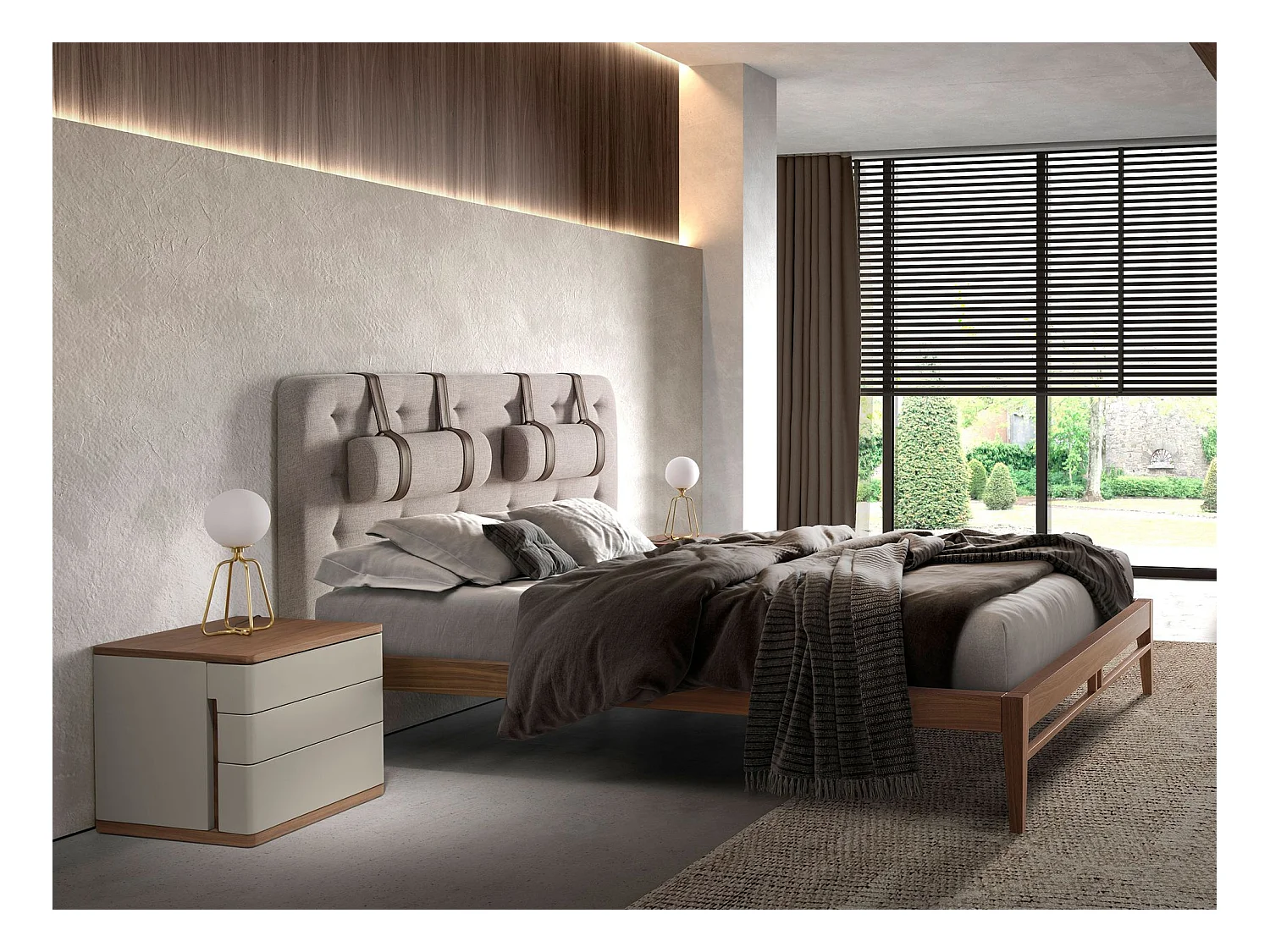 Tafellamp van goudkleurig staal en wit glas