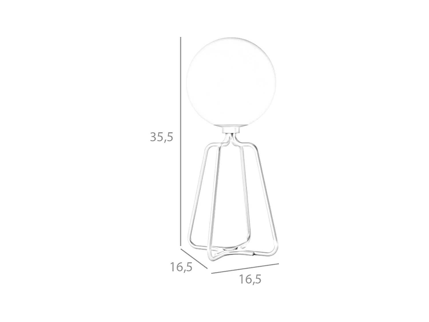 Tafellamp van goudkleurig staal en wit glas