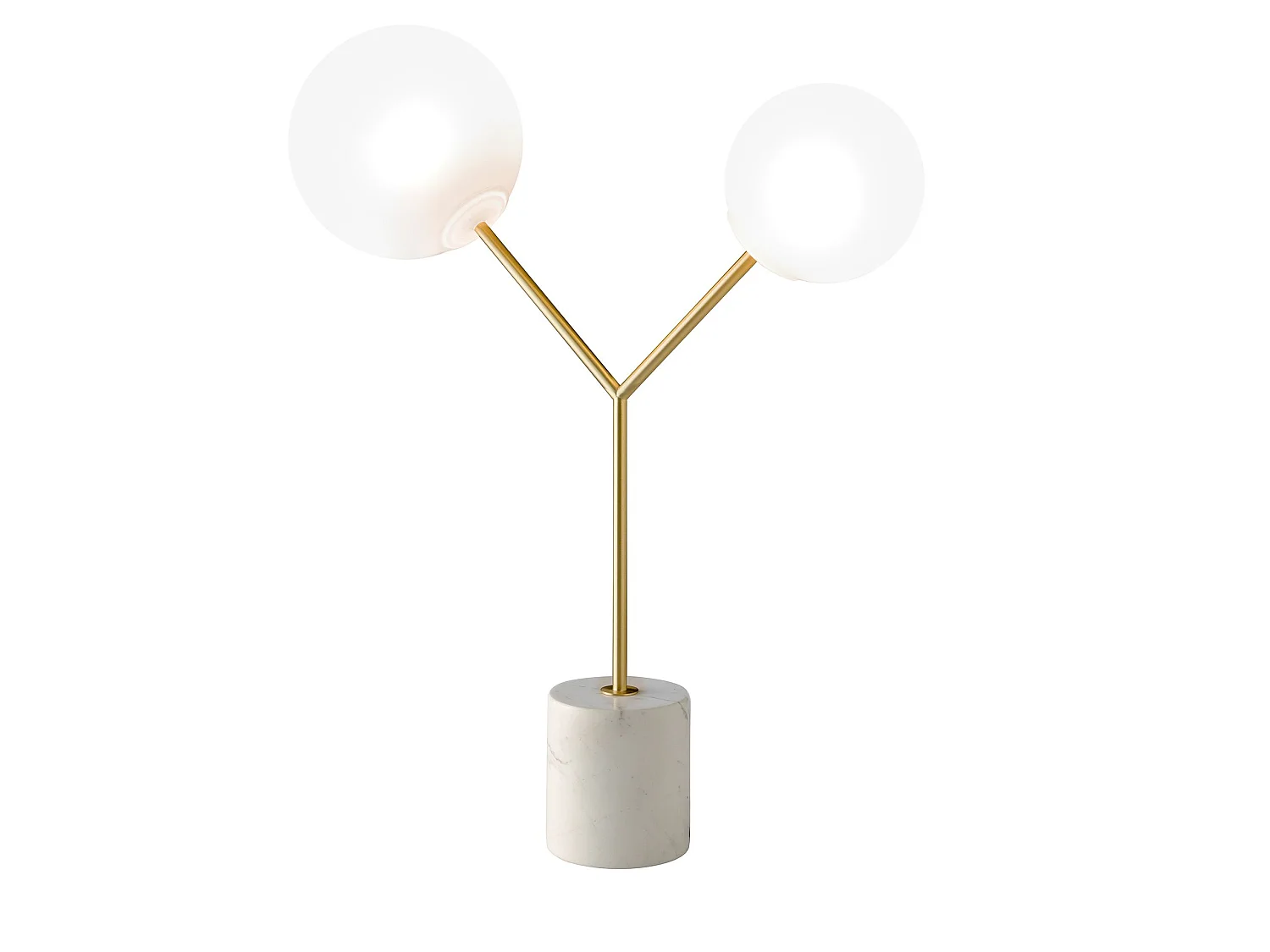 Tafellamp van goudkleurig staal en wit glas 8049 ANGEL CERDA
