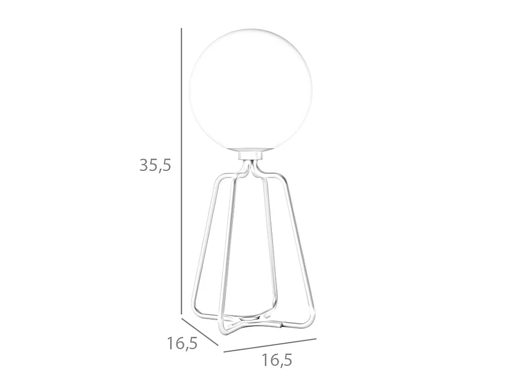 Tafellamp van goudkleurig staal en wit glas 8049 ANGEL CERDA