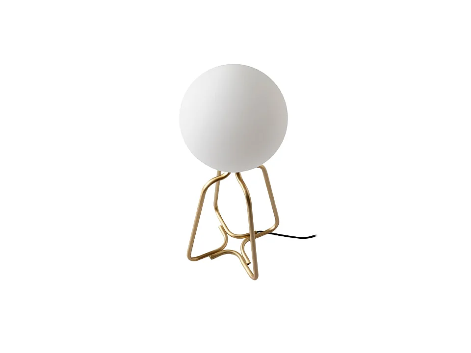 Tafellamp van goudkleurig staal en wit glas 8049 ANGEL CERDA