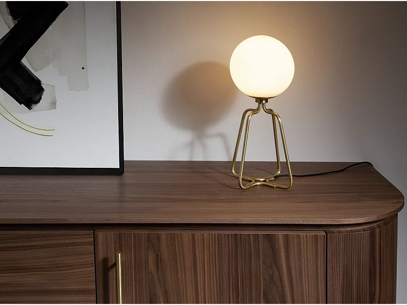 Lampe de bureau acier doré et verre blanc 8049 ANGEL CERDA