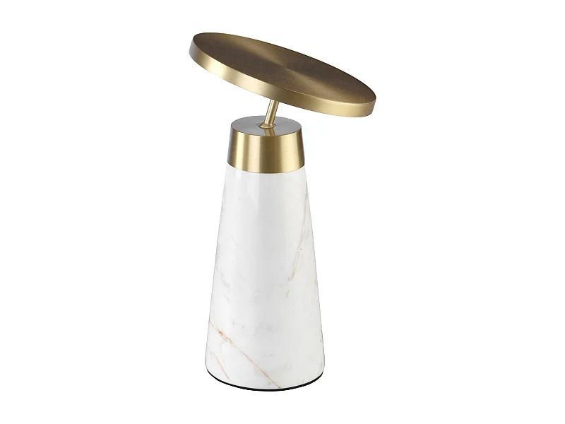 Lampe de bureau en marbre blanc et acier doré
