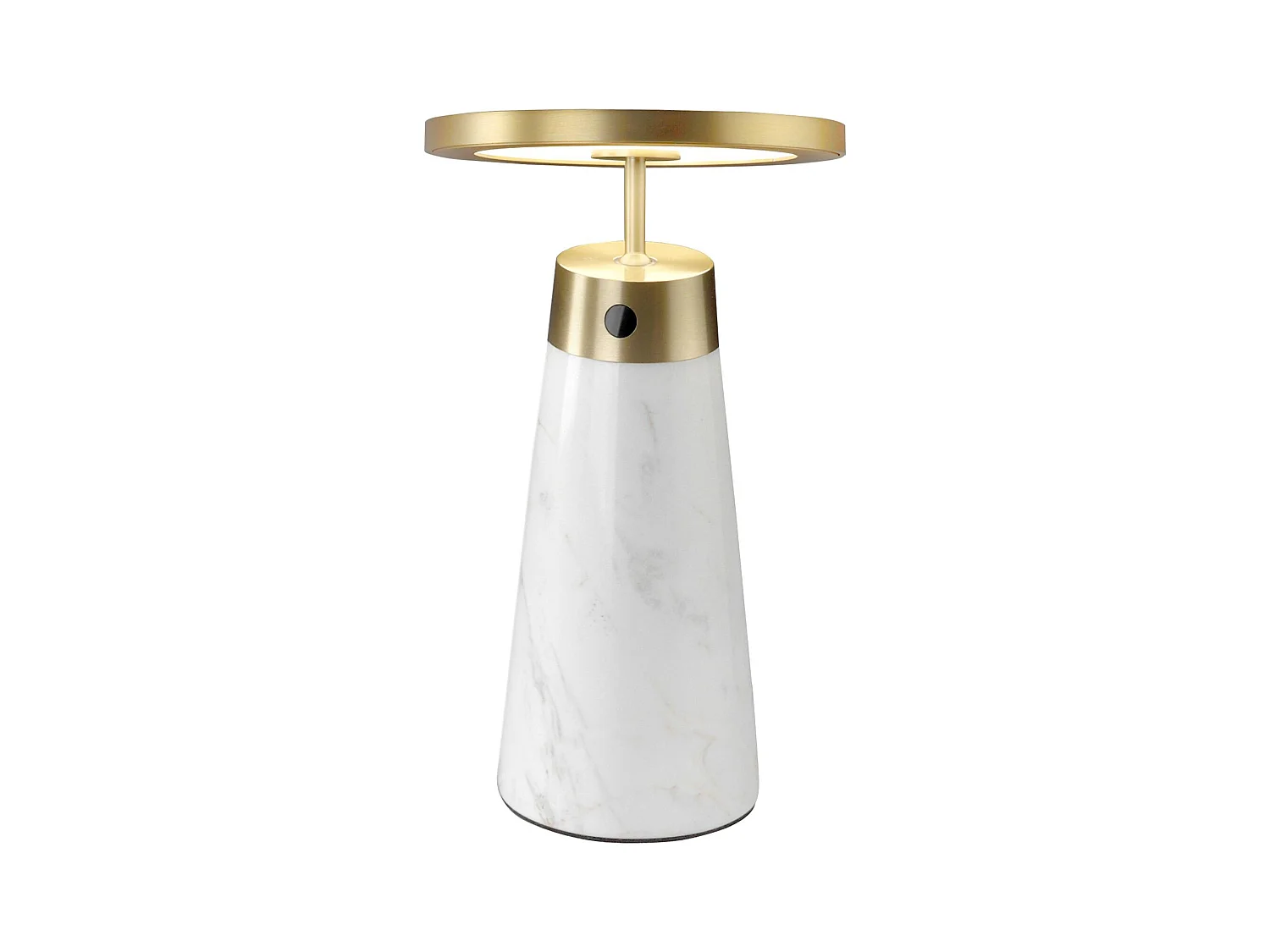 Lampe de bureau en marbre blanc et acier doré
