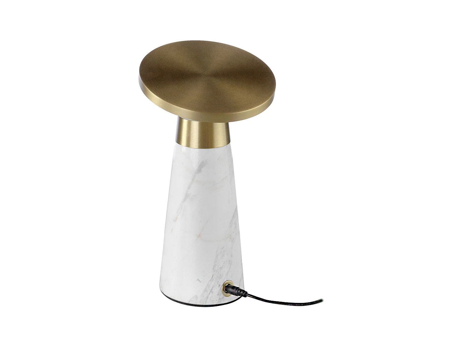 Lampe de bureau en marbre blanc et acier doré