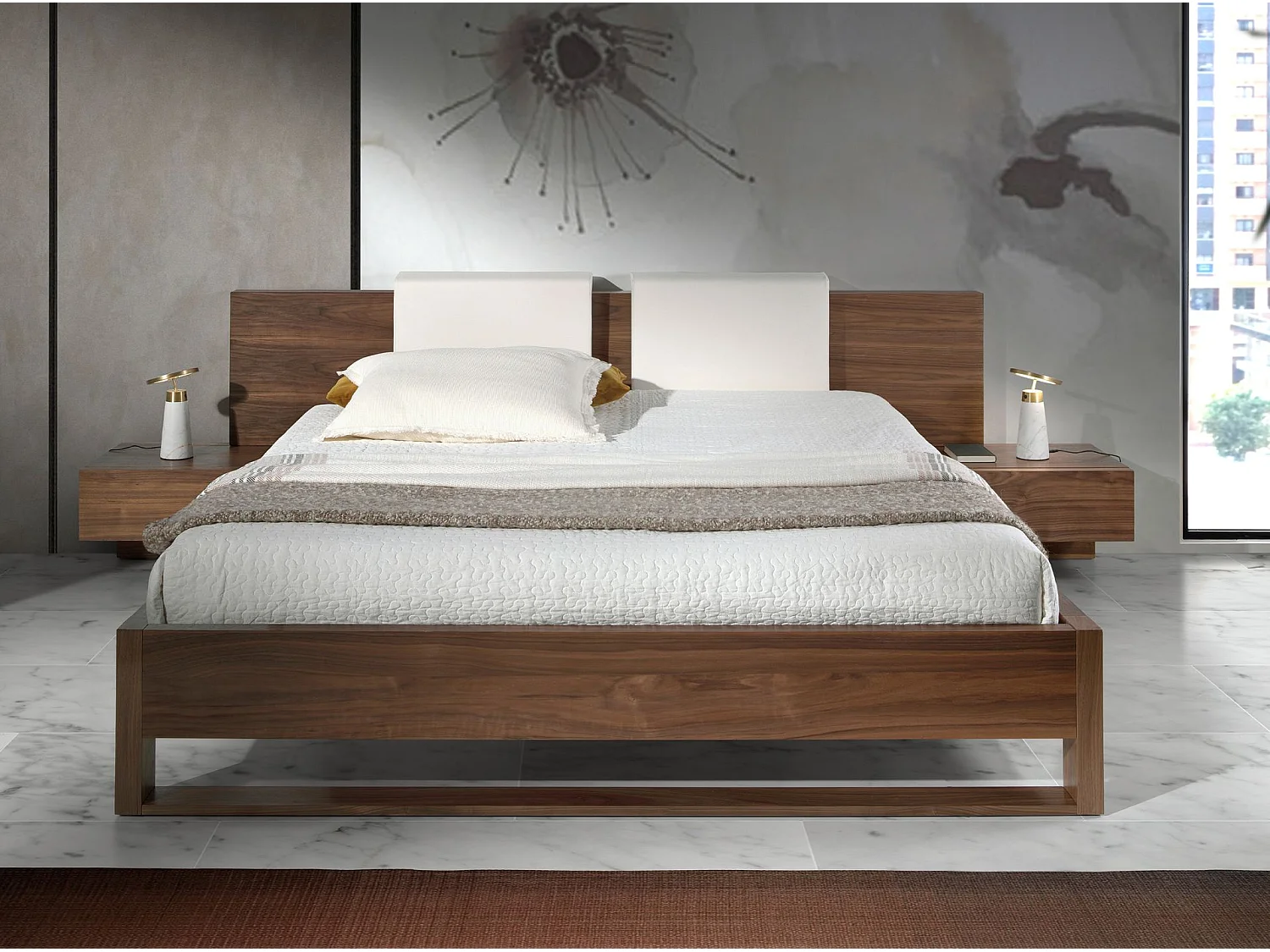 Tafellamp van wit marmer en goudkleurig staal 8034 ANGEL CERDA