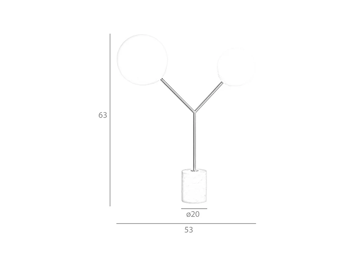 Lampe de bureau en marbre blanc, acier doré et verre blanc 8050 ANGEL CERDA