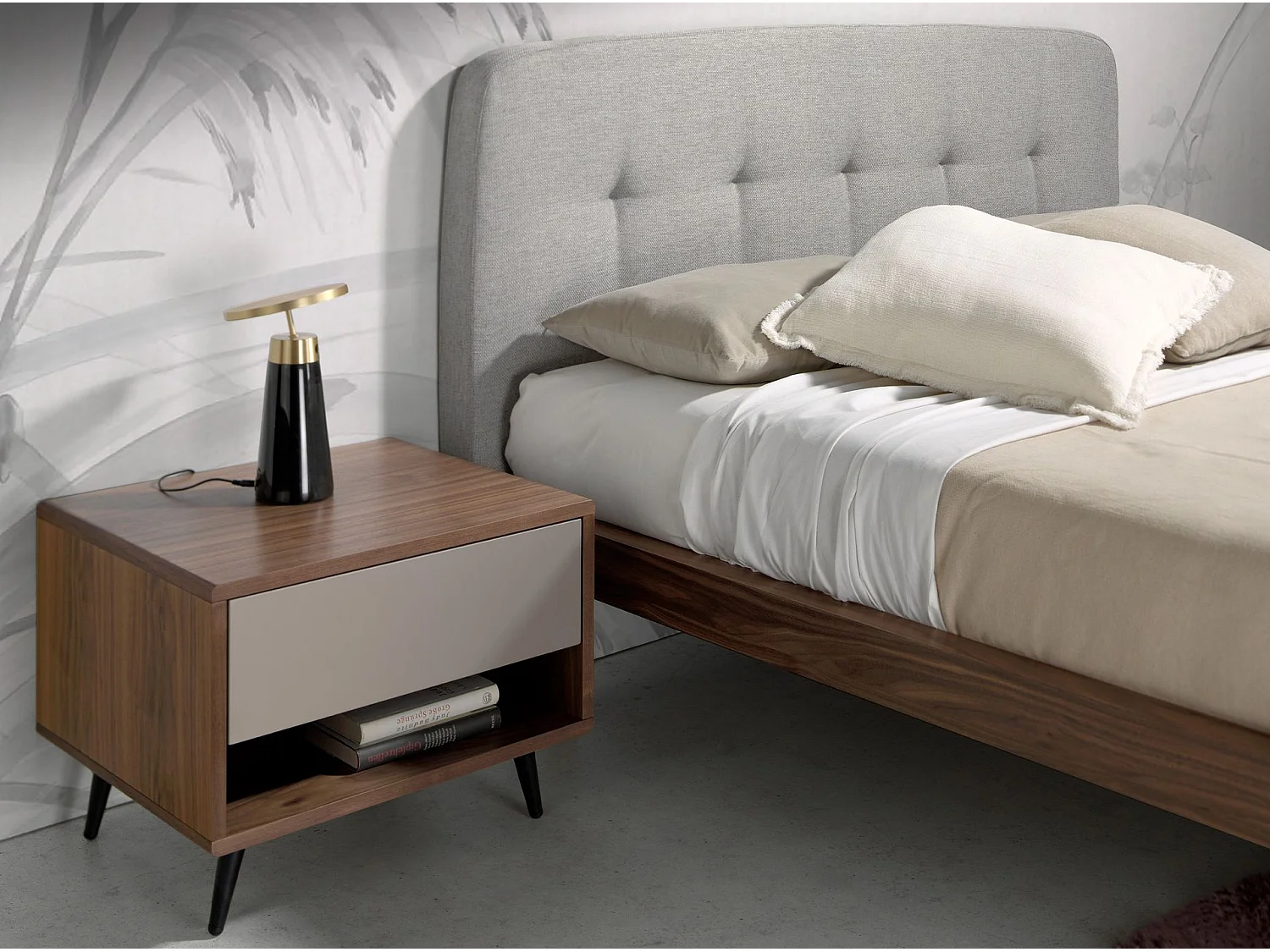 Lampada da tavolo in marmo nero e acciaio dorato 8028 ANGEL CERDA