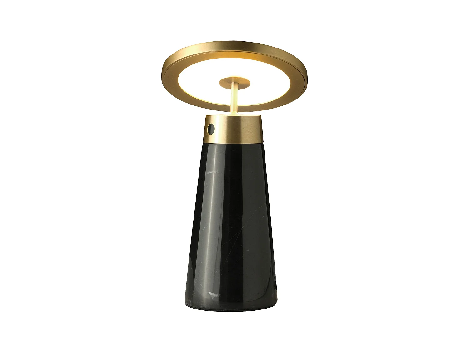 Candeeiro de mesa em mármore preto e aço dourado