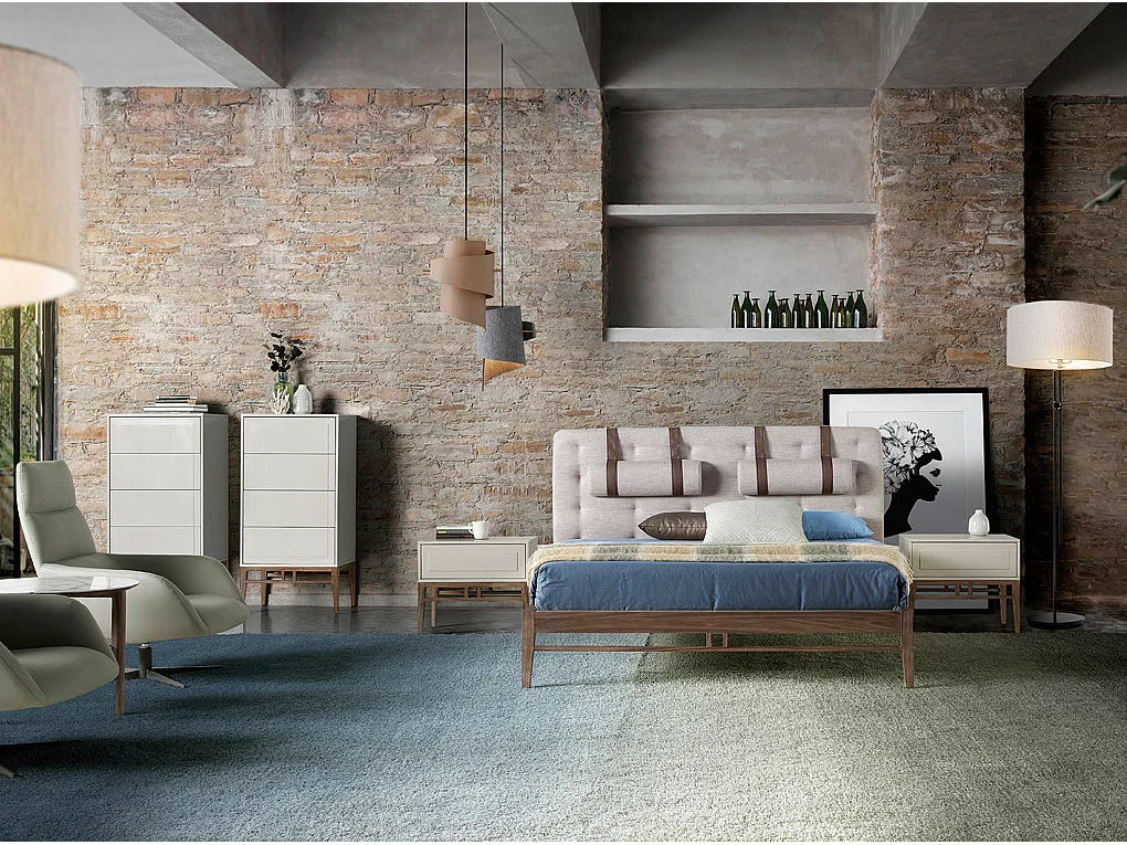 Chevet en bois beige et noyer 7035 ANGEL CERDA