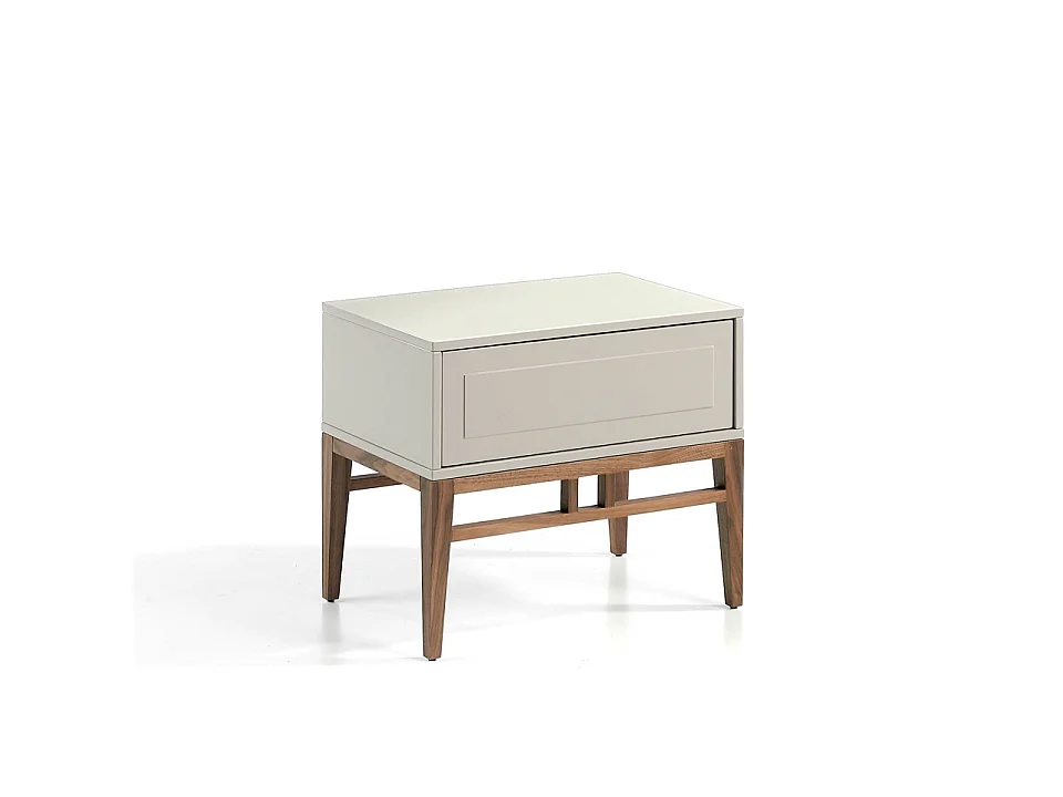 Nachttisch in Beige und Walnussholz 7035 ANGEL CERDA
