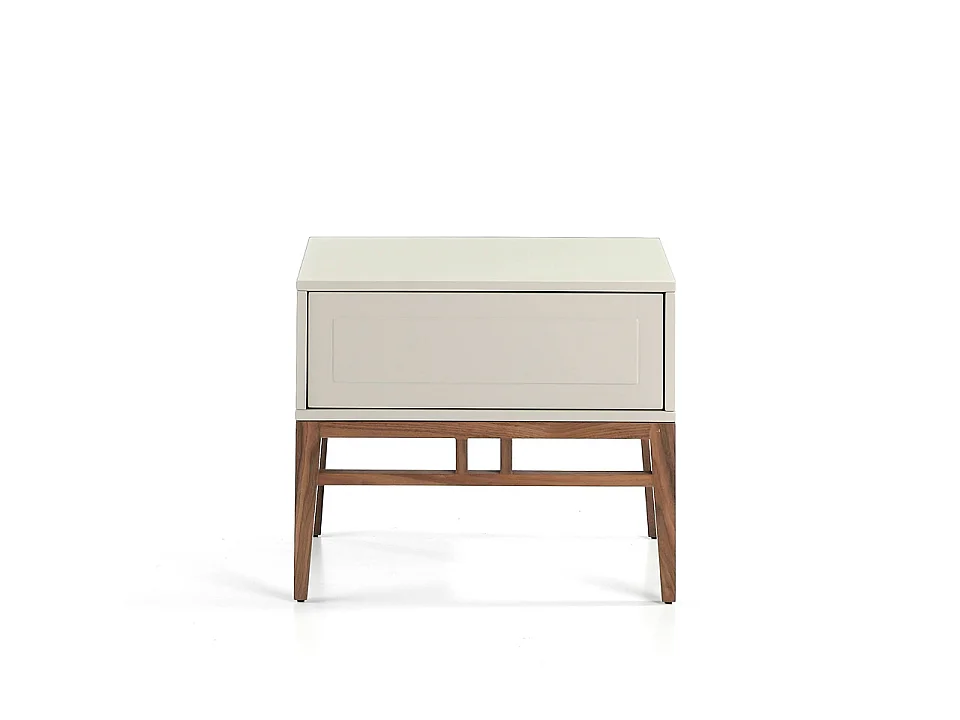 Nachttisch in Beige und Walnussholz 7035 ANGEL CERDA