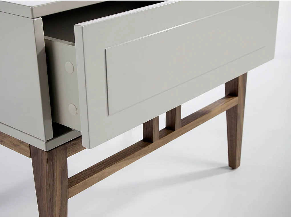 Nachttisch in Beige und Walnussholz 7035 ANGEL CERDA