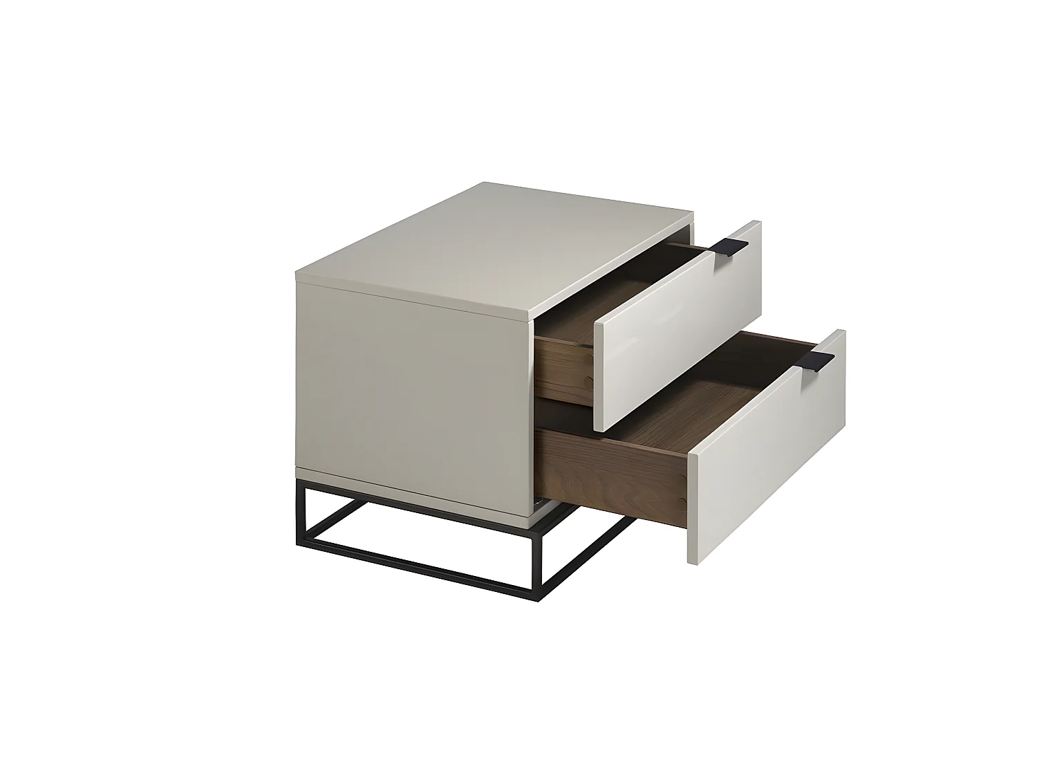 Comodino in legno grigio perla e acciaio nero   7004 ANGEL CERDA