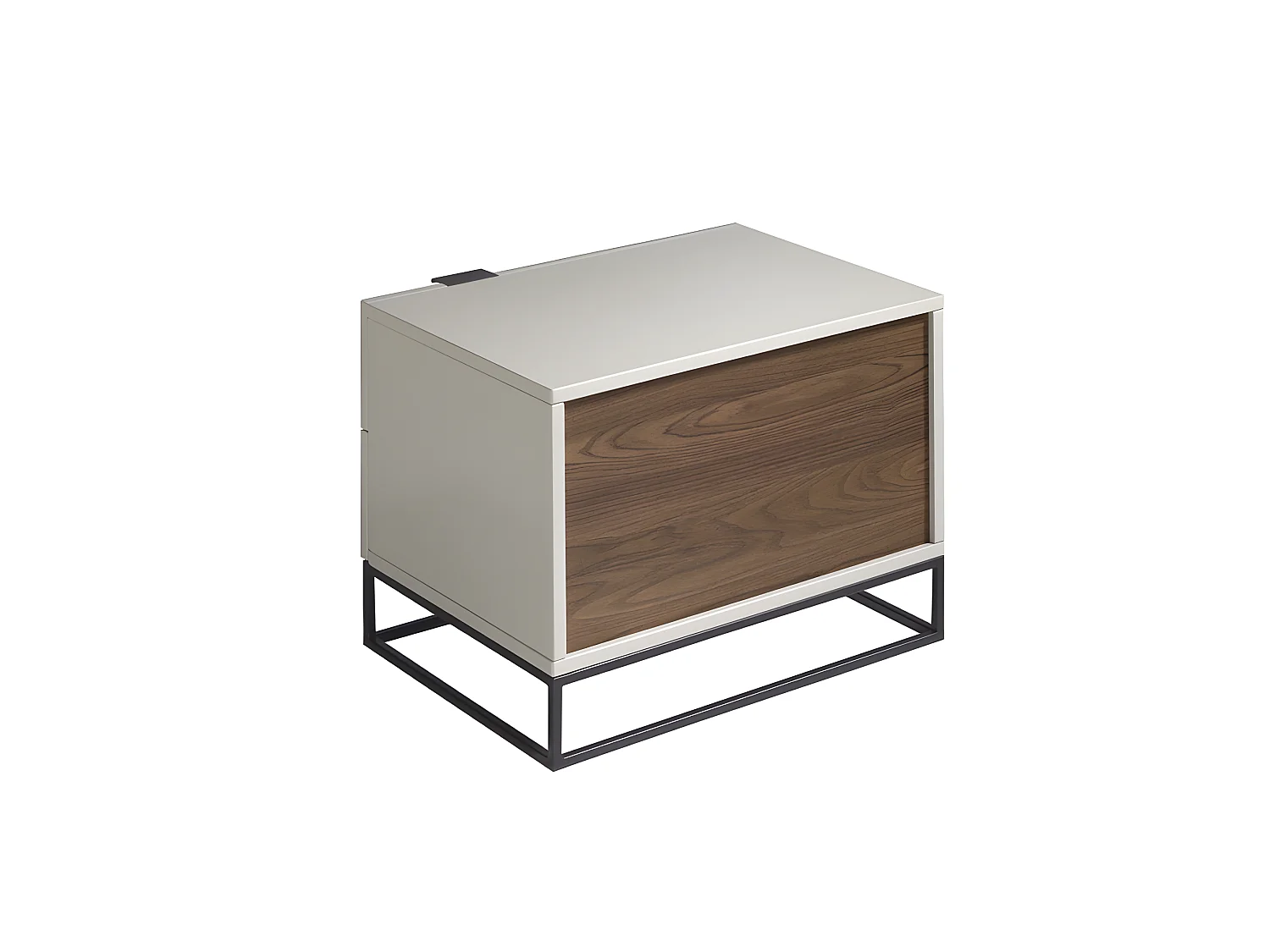 Comodino in legno grigio perla e acciaio nero   7004 ANGEL CERDA