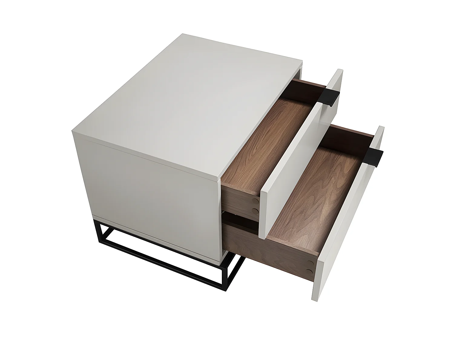 Comodino in legno grigio perla e acciaio nero   7004 ANGEL CERDA