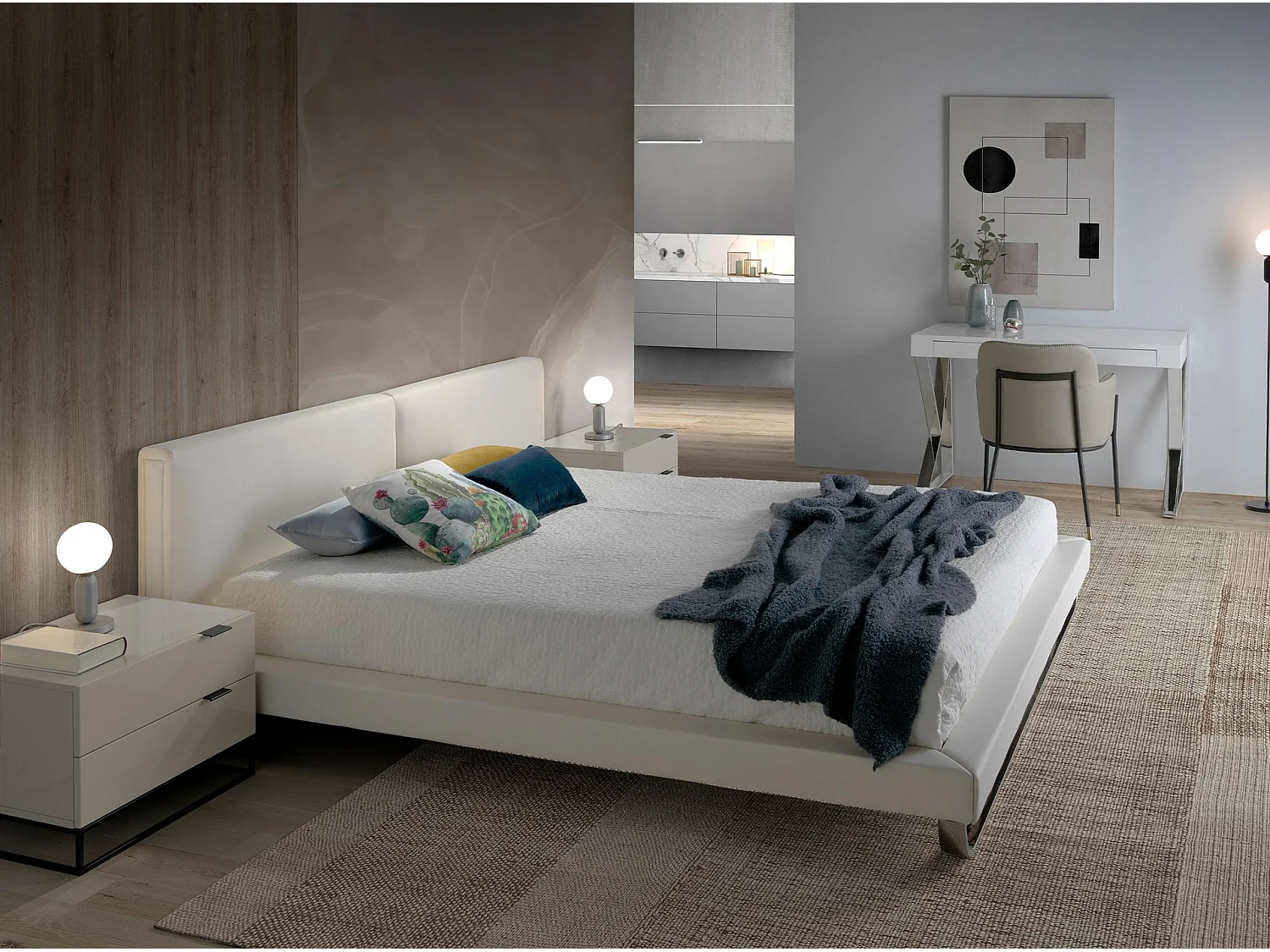 Table de chevet en bois gris et acier noir 7004 ANGEL CERDA