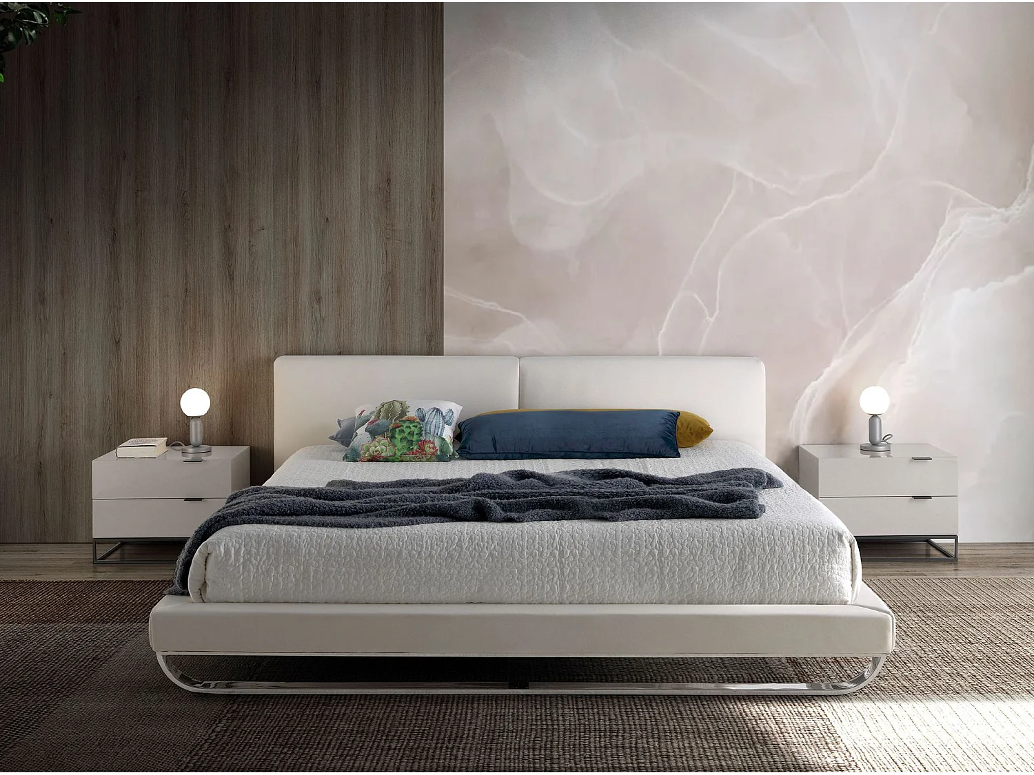 Table de chevet en bois gris et acier noir 7004 ANGEL CERDA