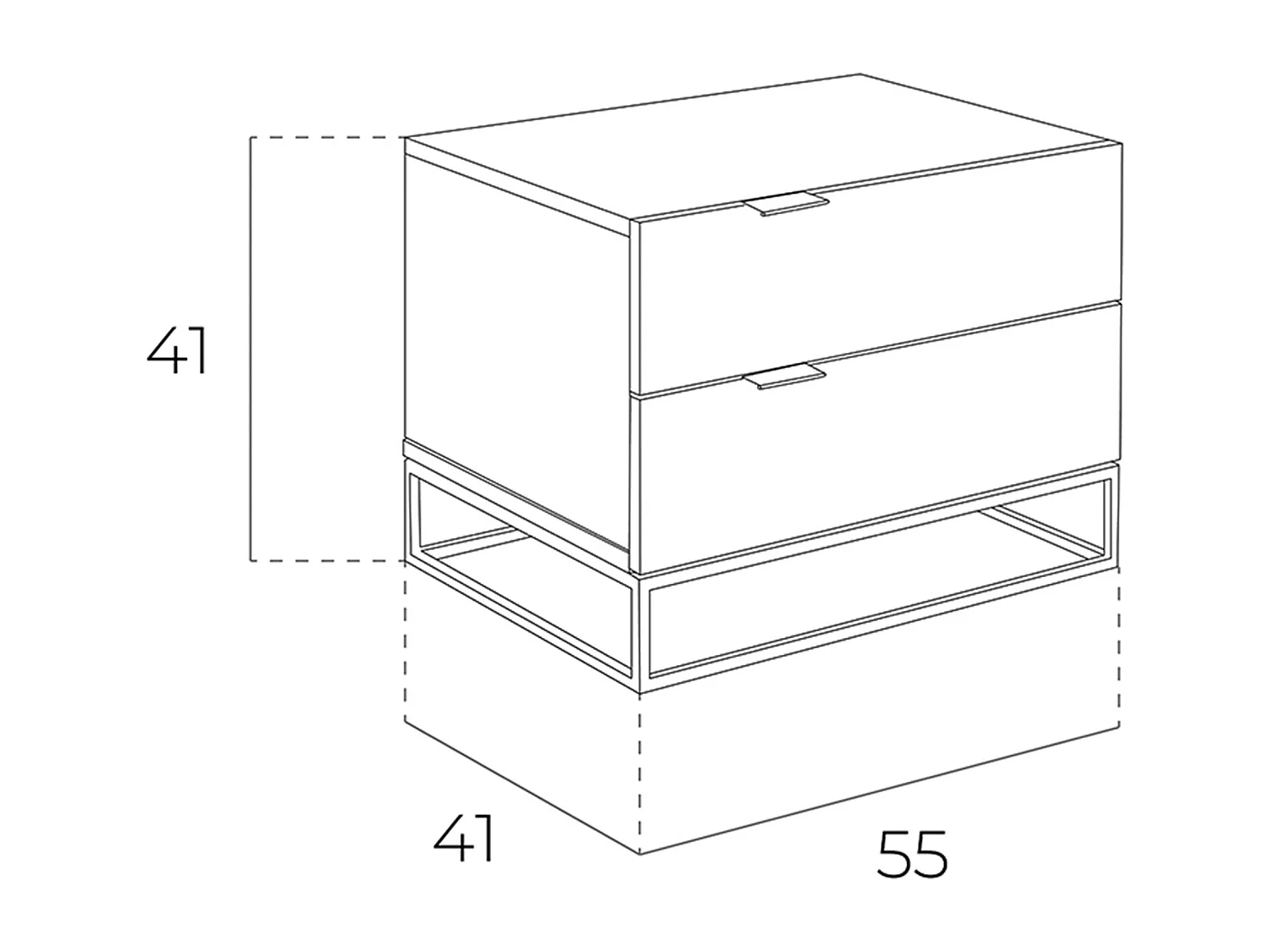 Table de chevet en bois gris et acier noir 7004 ANGEL CERDA