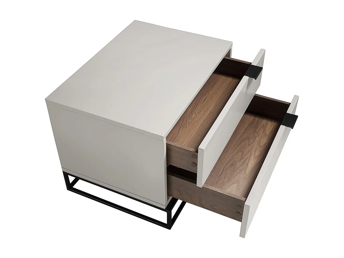 Table de chevet en bois gris et acier noir 7004 ANGEL CERDA