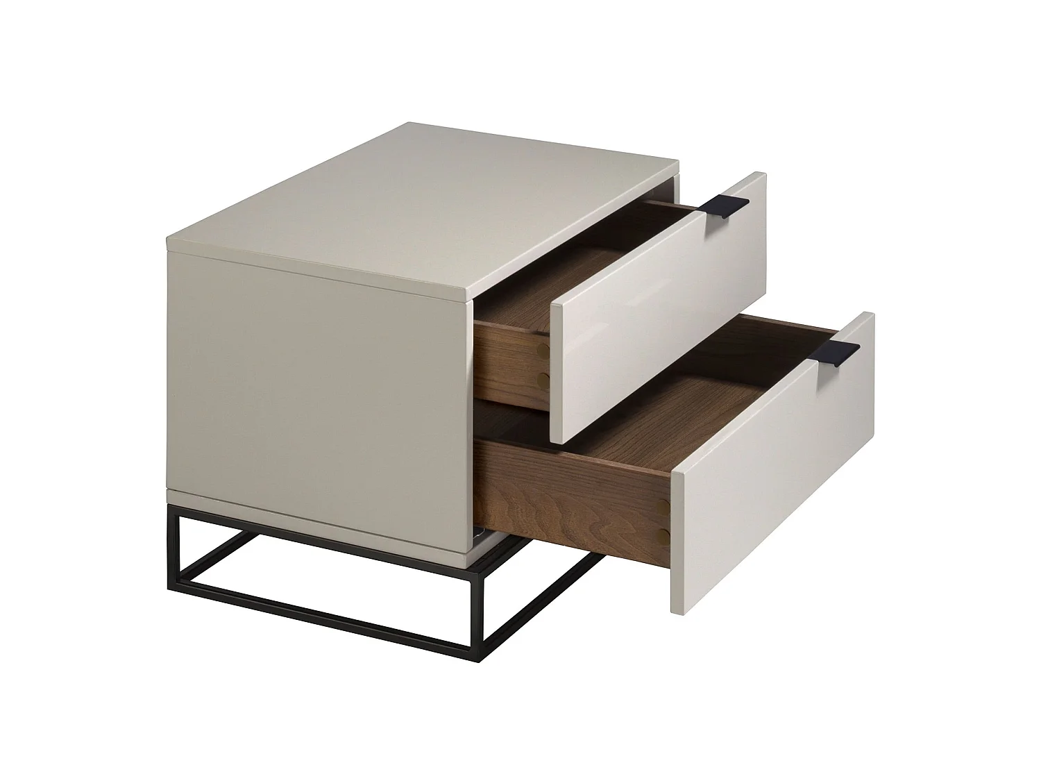 Table de chevet en bois gris et acier noir 7004 ANGEL CERDA