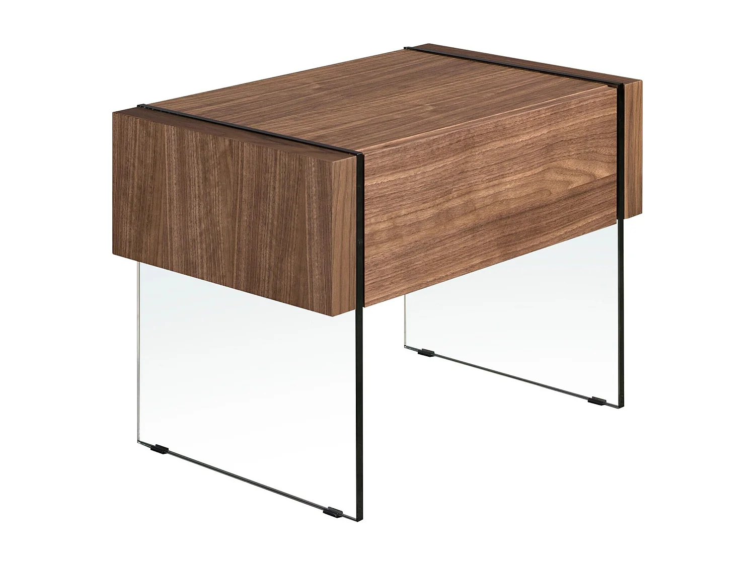 Meuble de chevet en noyer et verre trempé 7042 ANGEL CERDA