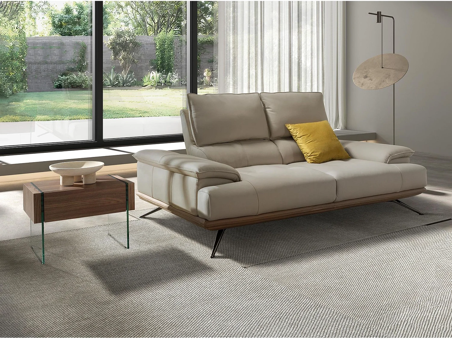 Meuble de chevet en noyer et verre trempé 7042 ANGEL CERDA