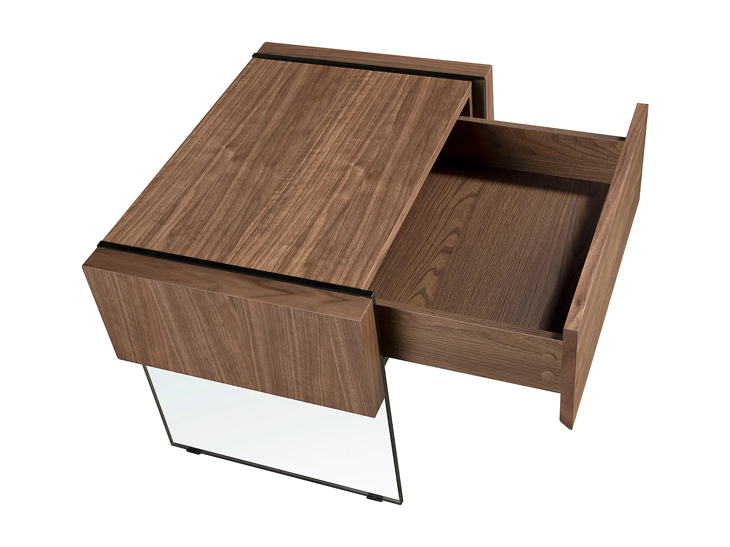 Meuble de chevet en noyer et verre trempé 7042 ANGEL CERDA