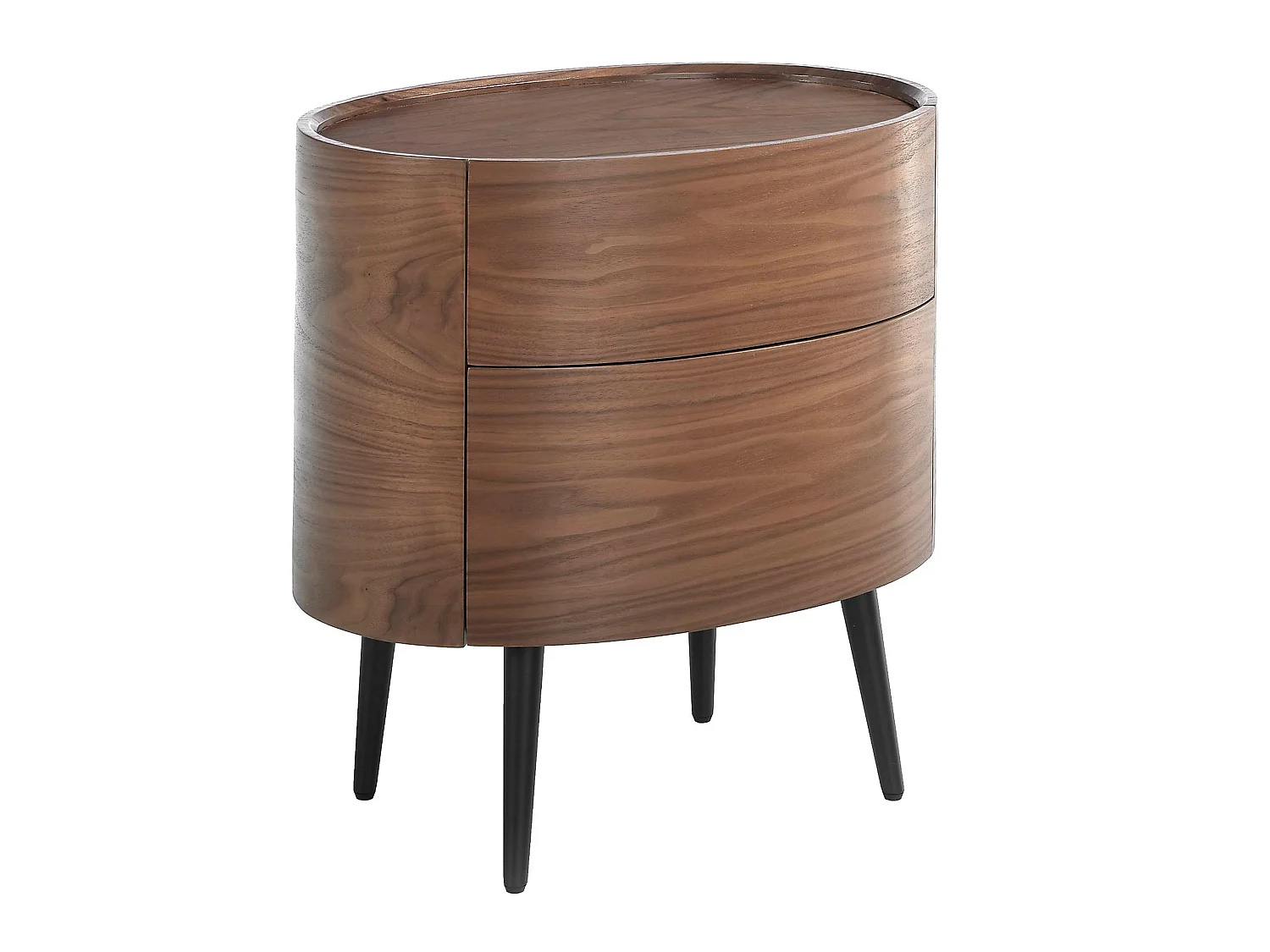 Table de chevet noyer et acier noir 7074 ANGEL CERDA