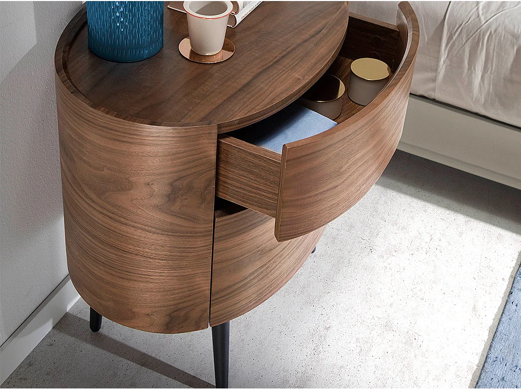 Table de chevet noyer et acier noir 7074 ANGEL CERDA