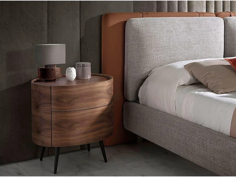 Comodino in noce e acciaio nero 7074 ANGEL CERDA