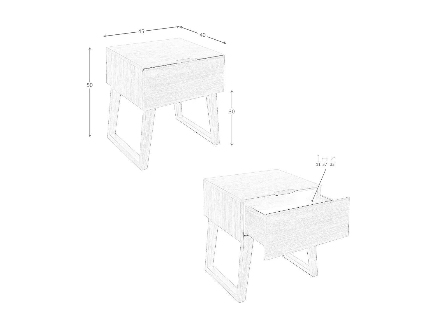 Table de chevet en noyer 7005 ANGEL CERDA