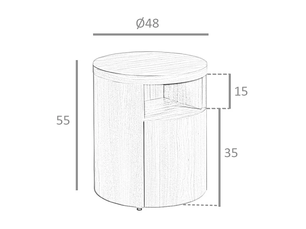 Rond nachtkastje van walnoot 7051 ANGEL CERDA