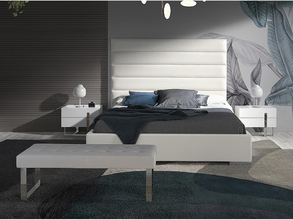 Stolik nocny białe drewno i chromowana stal