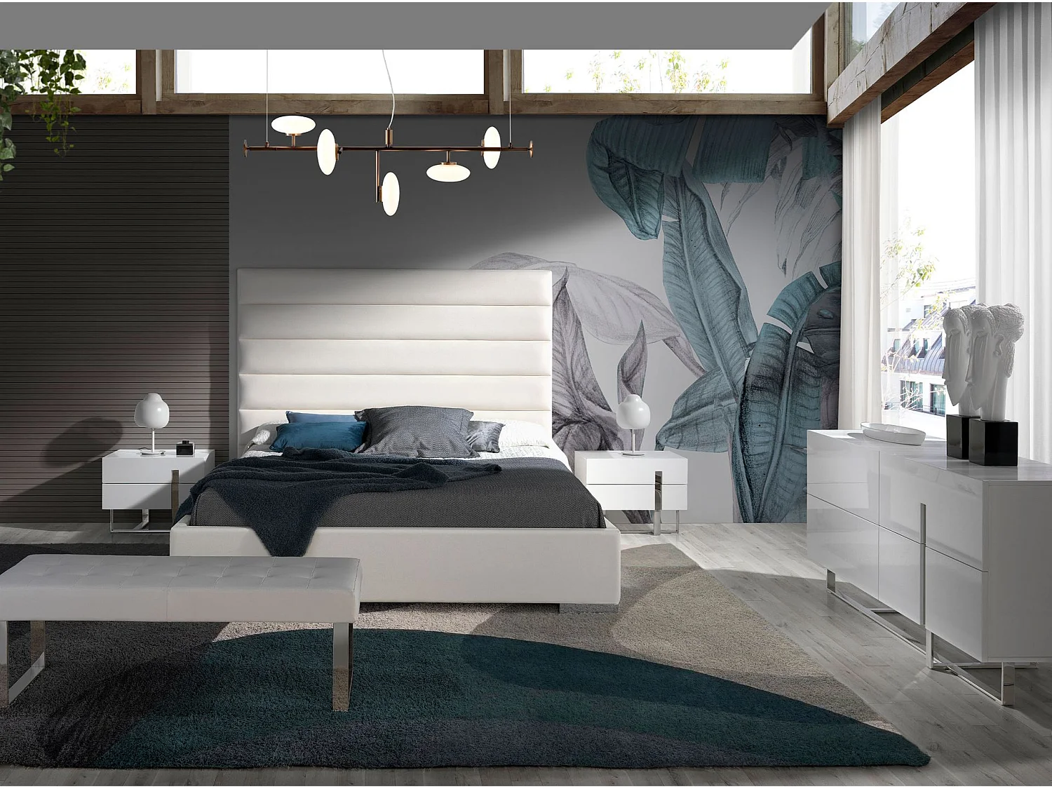 Table de chevet bois blanc et acier chromé 7003 ANGEL CERDA