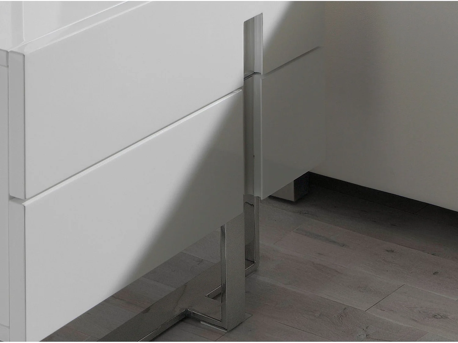 Table de chevet bois blanc et acier chromé 7003 ANGEL CERDA